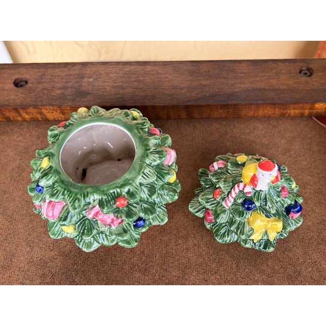 Traditional Vintage Ceramic Christmas Tree Box / Candy Dish For Sale - Image 3 of 10