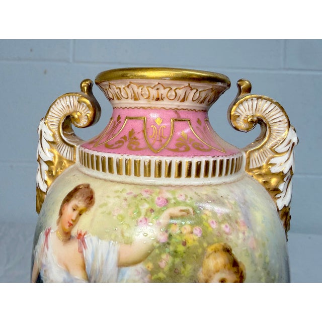 Rare Antique 19th Century Royal Vienna German Hand Painted Porcelain Urn Vase For Sale - Image 15 of 18