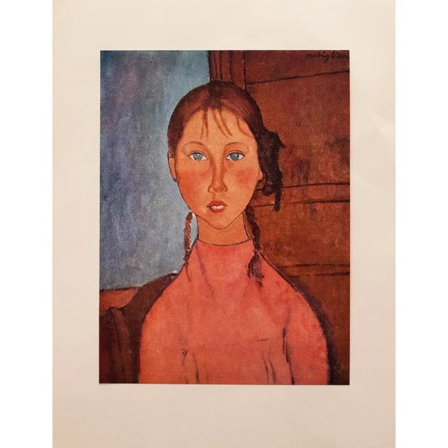 Paper 1955 After Amedeo Modigliani "Girl With Braids", First Edition Full-Color Print For Sale - Image 7 of 9