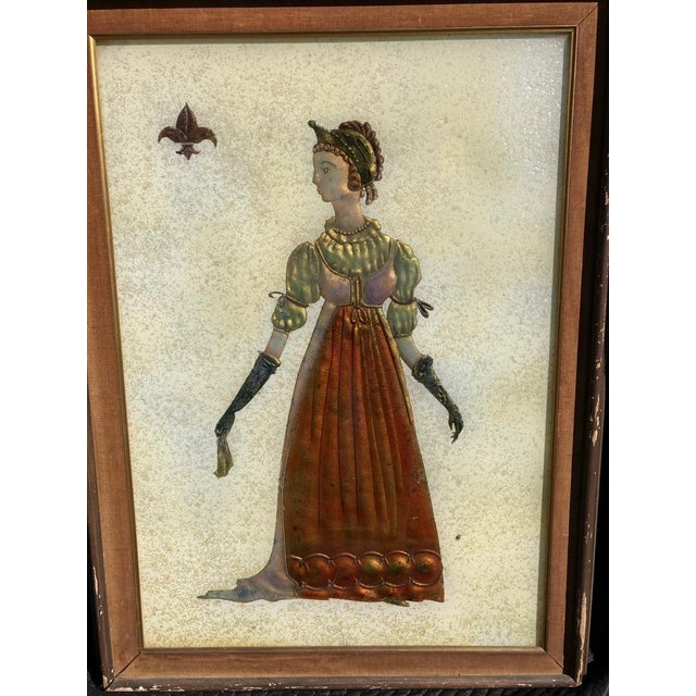 Pair of Italian Mid-Century Modern Reverse Glass Paintings of Royalty For Sale In New York - Image 6 of 12
