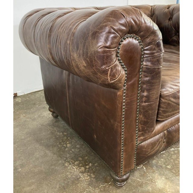 Vintage English Chesterfield Style Tufted Leather Chair For Sale - Image 9 of 11