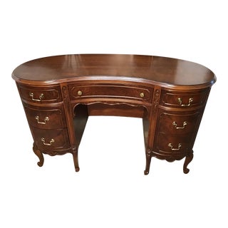 19th Century Style Burl Knee Hole Desk/Vanity For Sale