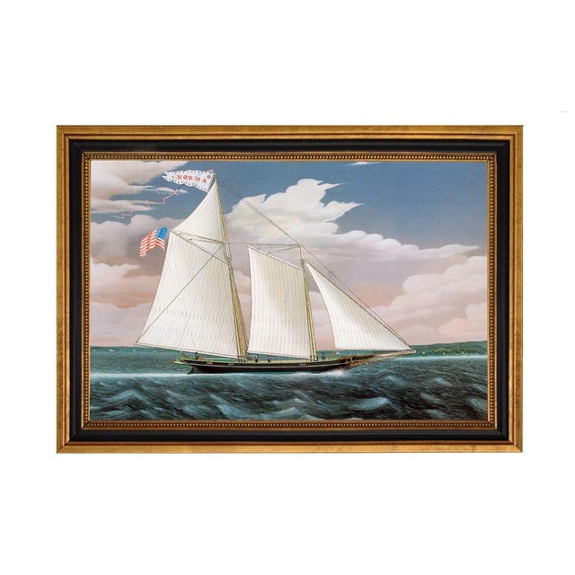 These four nautical folk art prints of American sailing schooner ships were originally painted by American painter James...