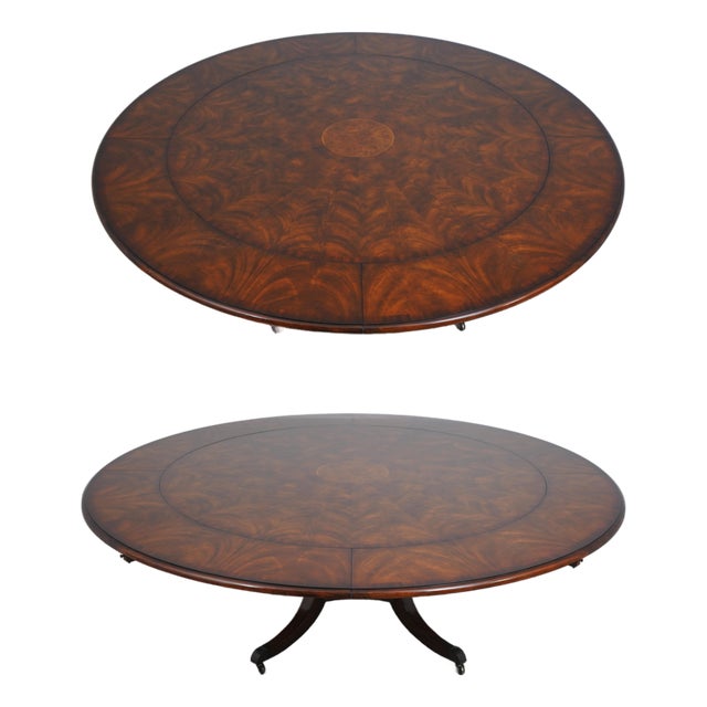 Theodore Alexander Large Round Mahogany Dining Room Table For Sale