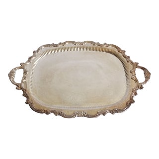 Large Silver Plate Serving Tray, 26" For Sale