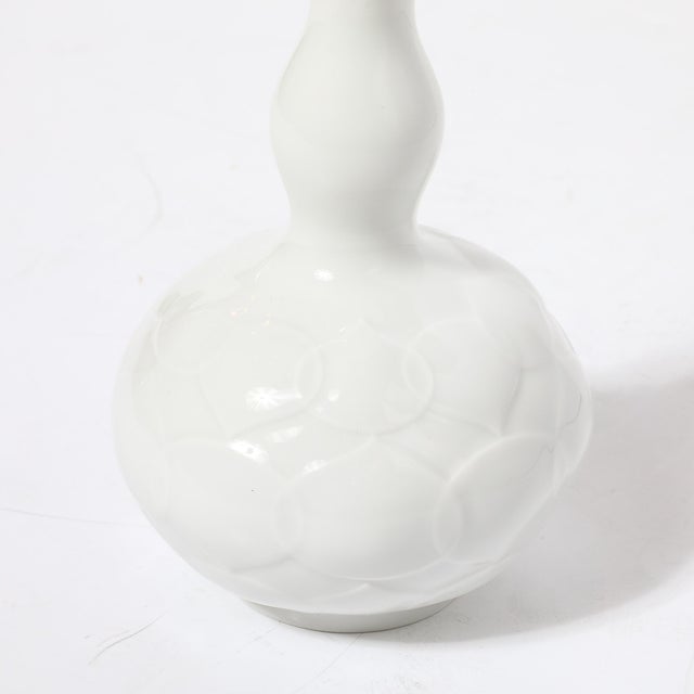 Mid-Century Stylized White Lotus Form Flower Porcelain Vase by Meissen For Sale - Image 9 of 13