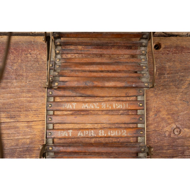 Antique Brass and Wood Folding Four-Passenger Lawn Glider Swing Salesman Sample For Sale - Image 11 of 13