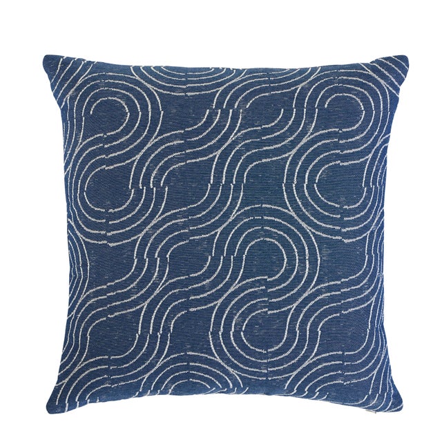 Schumacher Schumacher Alma Indoor/Outdoor Pillow in Denim For Sale - Image 4 of 4