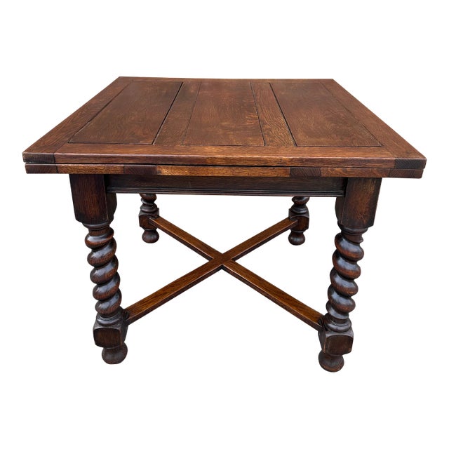 Antique English Game/Draw Leaf Table For Sale