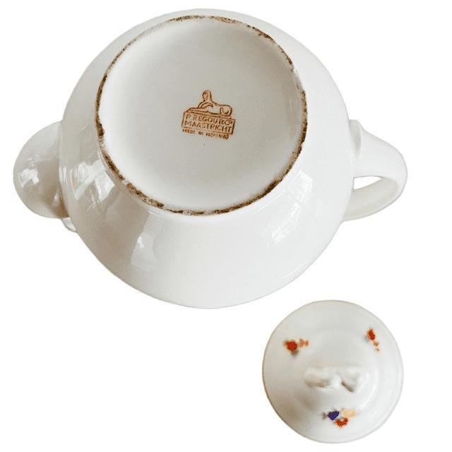 Boudewijn Coffee Pot with Peony by Petrus Regout, Maastricht, 1930s For Sale - Image 6 of 7