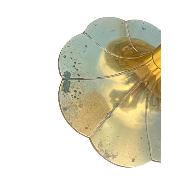Vintage Stiffel Brass Lotus Style Floor Lamp With Glass Table For Sale In New York - Image 6 of 11