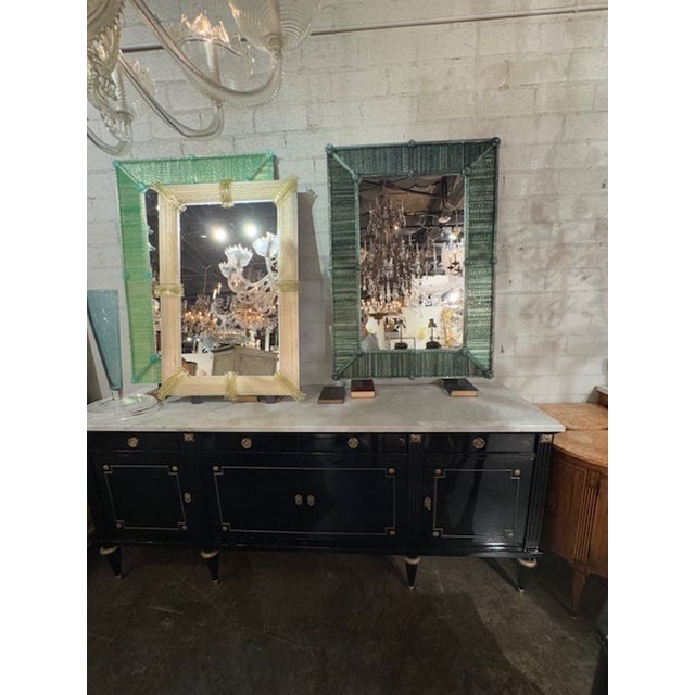 Modern Modern Murano Glass Twist Mirror in Dark Green For Sale - Image 3 of 5