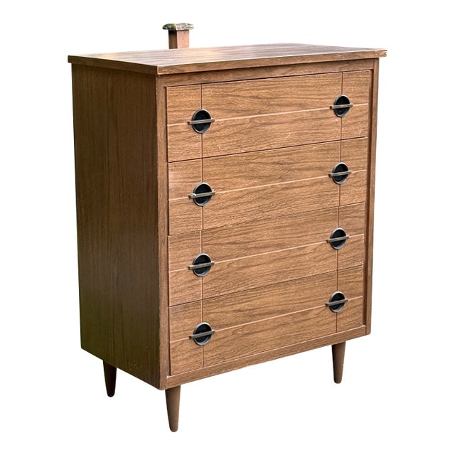 Likely 1960s Mid-Century Modern Possibly Walnut Highboy Dresser For Sale