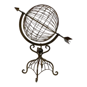 French Armillary Sphere on Stand or Garden Ornament of Wrought Iron