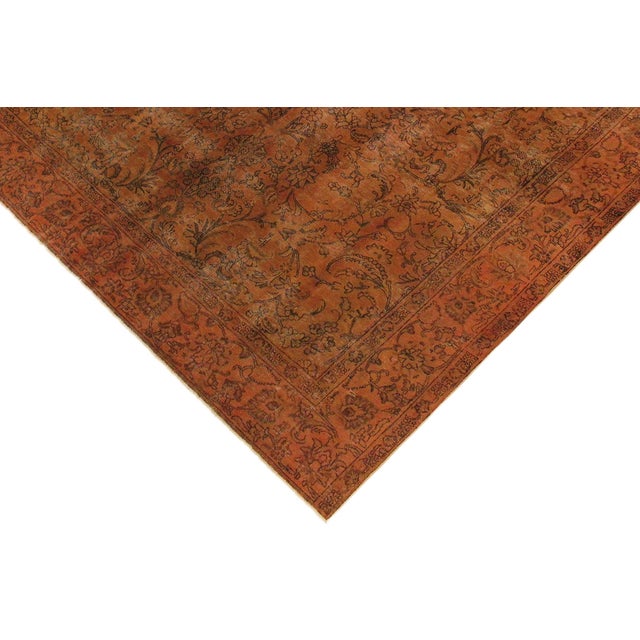 Vintage Retro No Pile Rust/Brown Wool Rug - 8'0'' X 11'2'' For Sale - Image 4 of 10
