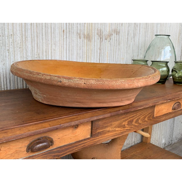 19th Century Spanish Hand Thrown and Glazed Mustard Brown Stoneware Pottery Bowl For Sale - Image 9 of 18