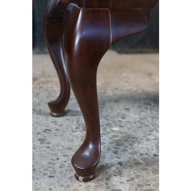 Vintage New England Queen Anne Style Cherry Lowboy Scalloped Chest Console Table For Sale - Image 9 of 18