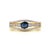 14k Yellow Gold Blue Sapphire & Diamond Split Shank Modern Ring Size 7 For Sale - Image 4 of 16