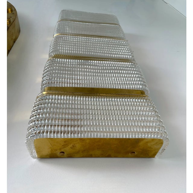 Contemporary Pair of Brass and Murano Glass Sconces, Italy For Sale - Image 9 of 13