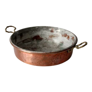 Antique Copper Pan With Brass Handles