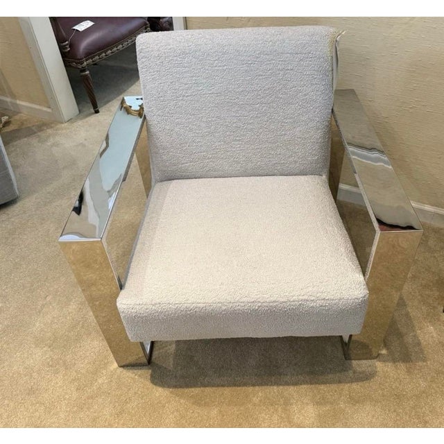 Light Gray Pair of Matching Berhardt Furniture Milo Baughman Rl Style Cantilever Chome Lounge Chairs For Sale - Image 8 of 9