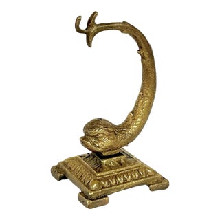 Early 20th Century Antique French Pocket Watch Stand Gilt Bronze Dolphin Form For Sale