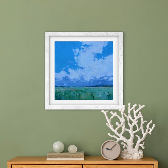 Wood Cloudscape Oil Painting, Original Contemporary Landscape For Sale - Image 7 of 9