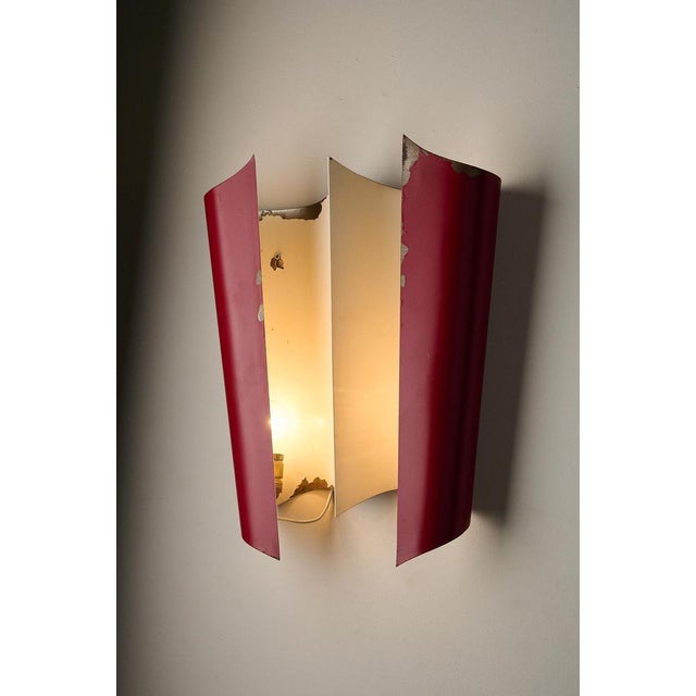 Red Metal Wall Sconce by Bruno Gatta for Stilnovo, 1950s For Sale - Image 3 of 16