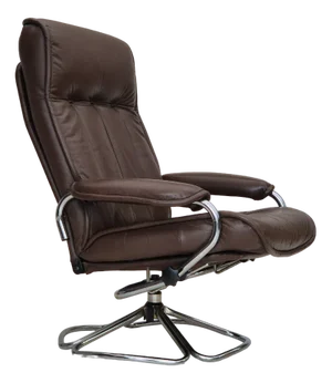 Danish Swivel Chair in Leather, 1970s