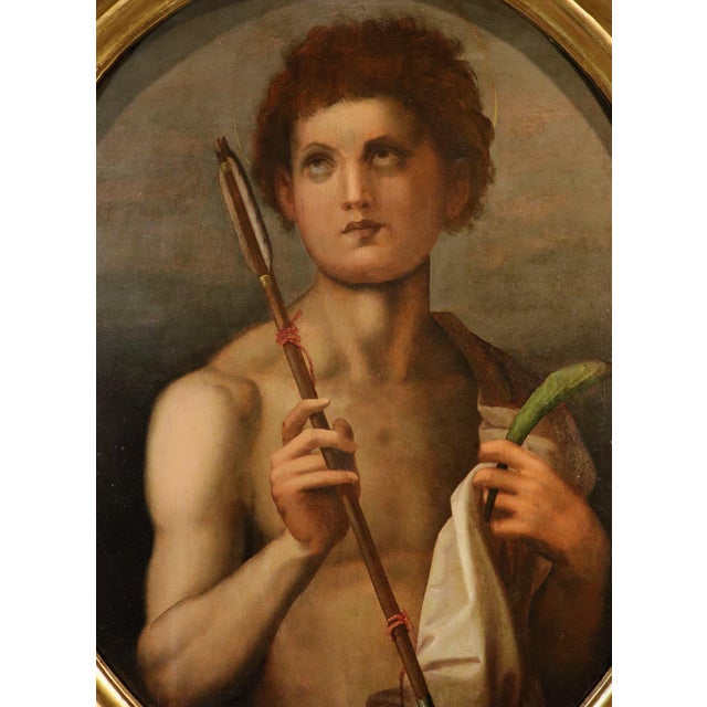 Andrea Del Sarto. Bottega, Saint Sebastian Del Sarto, 1560, Oil on Panel For Sale - Image 4 of 13