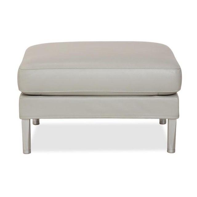 Gray Clarus Ottoman in Grey Leather from FSM For Sale - Image 8 of 10
