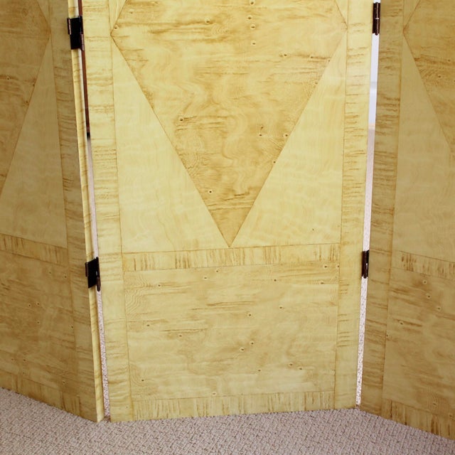 Decorative Folding Screen, Faux Bird’s Eye Maple Wood Grained For Sale - Image 9 of 12