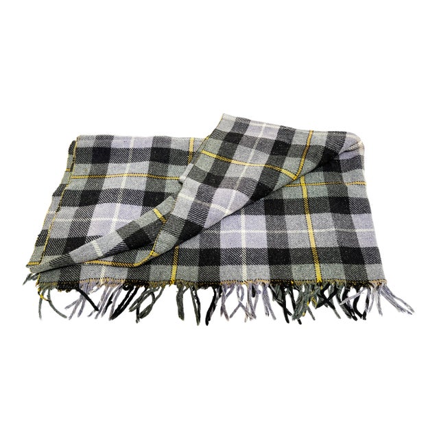 Mid-Century Modern French Wool Plaid Blanket For Sale