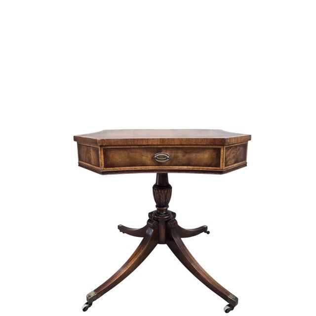 Wood Antique a.l. Stein Chicago Mahogany Duncan Phyfe Style Lamp Table For Sale - Image 7 of 10