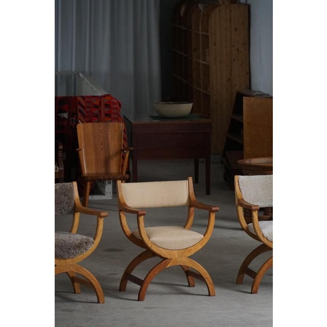 Mid-Century Modern Kurul Armchair in Oak and Hessian by Henning Kjærnulf, 1960s For Sale - Image 18 of 18