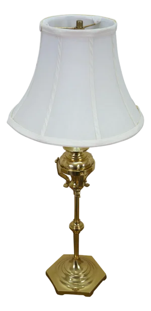 Vintage Brass Trophy Urn Candlestick Hexagon Base Banquet Table Lamp 28"