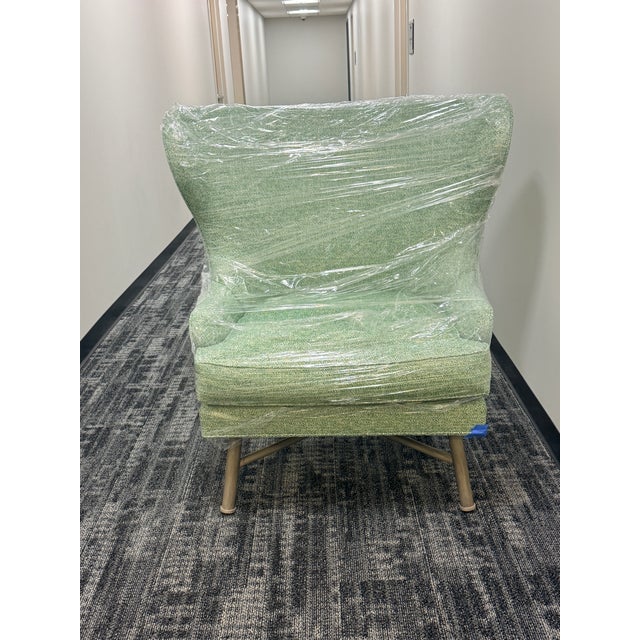 Emerald Custom Stewart Furniture Wingback in Thibaut Fabric For Sale - Image 8 of 14