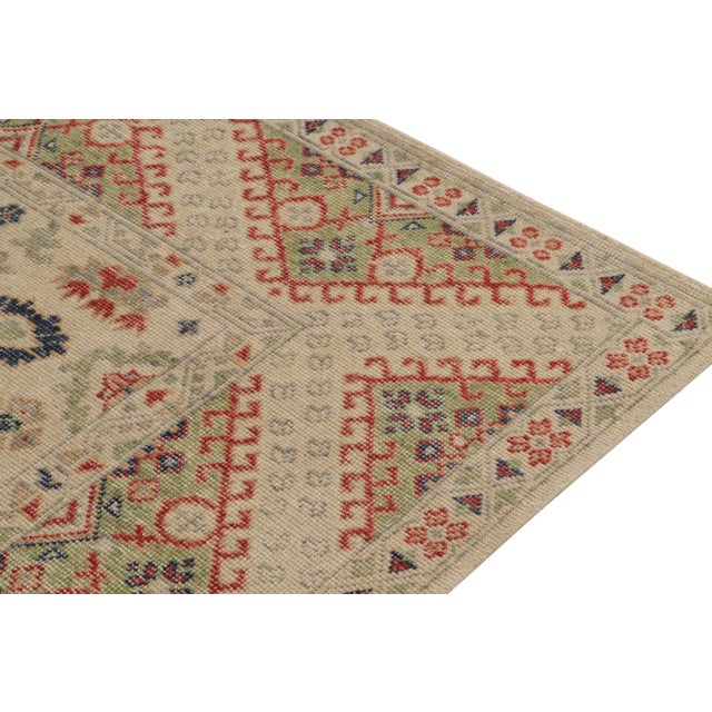 2010s Tribal Style Distressed Rug in Green and Red Geometric Pattern by Rug & Kilim For Sale - Image 5 of 7