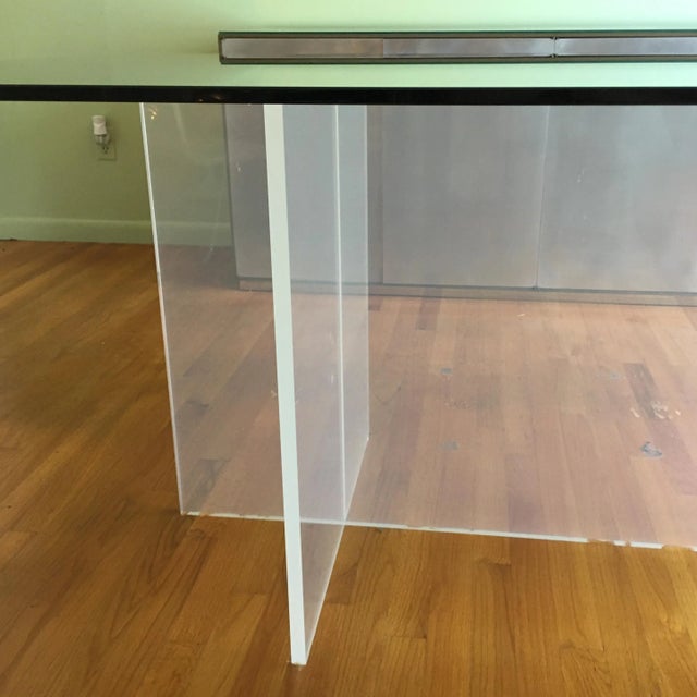 Lucite + Smoked Glass Knockdown Dining Table in the Manner of Charles Hollis Jones For Sale In Baltimore - Image 6 of 9