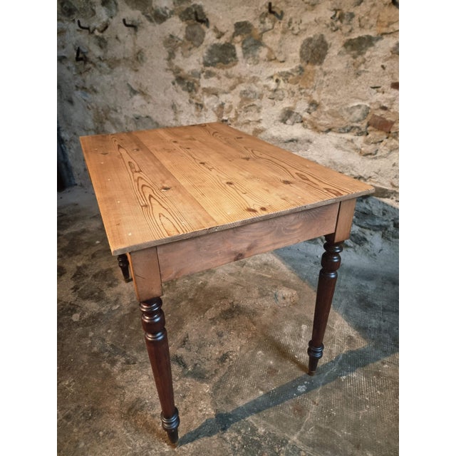 Vintage Pine Kitchen Table with Extendable Side, France, 1930s For Sale - Image 3 of 15