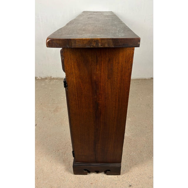 Wood Spanish Rustic Oak Sideboard with Paneled Doors and Iron Hardware, 1930s For Sale - Image 7 of 11