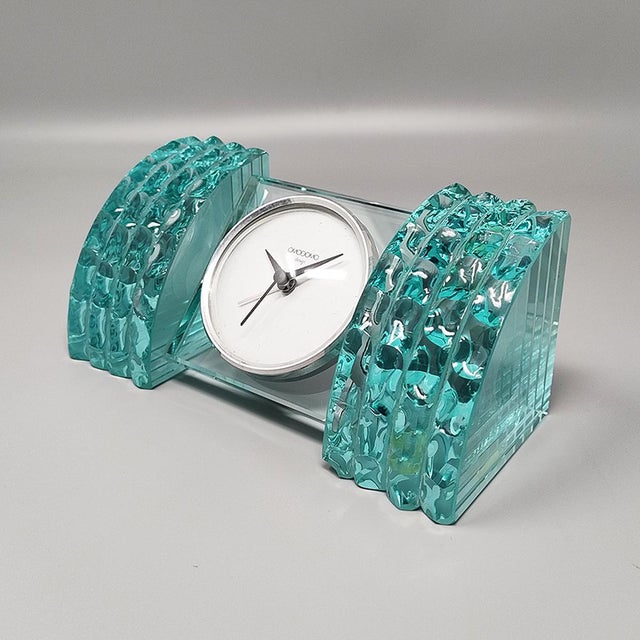 Mid-Century Modern Table Clock in Crystal from Omodomo, Italy, 1970s For Sale - Image 3 of 6