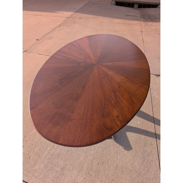 1970s Walnut Starburst Oval Dining Table by Osvaldo Borsani for Stow Davis For Sale - Image 17 of 18