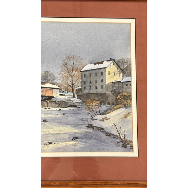 1990s Original Omer Seamon Watercolor "Bridgeton Bridge" 1994 For Sale - Image 5 of 16