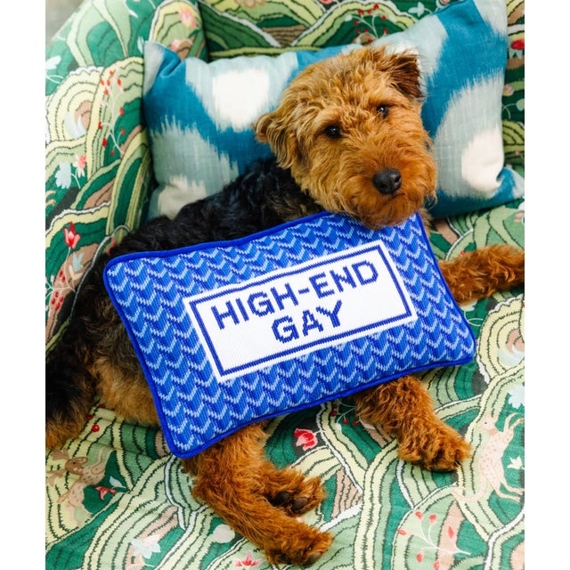 Illustration High End Gay Needlepoint Pillow For Sale - Image 3 of 5