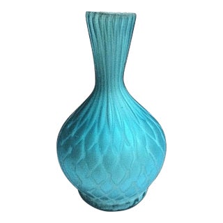 Antique Webb Aqua Diamond Quilted Satin Glass Vase For Sale