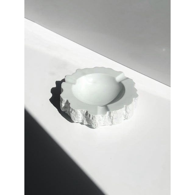 Vintage Brutalist White Bisque Porcelain Ashtray, 1970s, in Very Good conditions. Designed 1970 to 1979