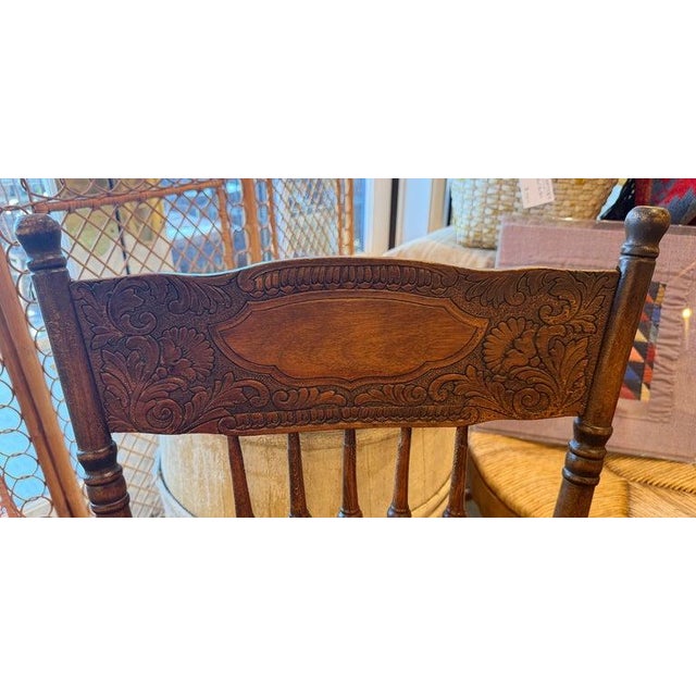 Wood Set of Four 19thc Old Surface Press Back Ranch Chairs For Sale - Image 7 of 9