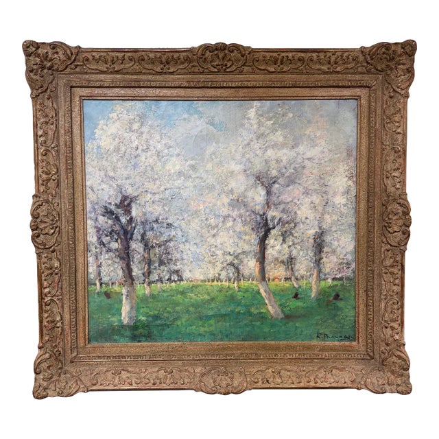 Antique English Treescape Oil on Canvas For Sale
