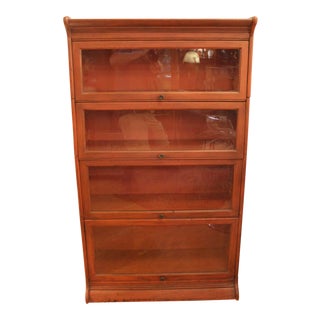 Antique Red 4 Section Stacking Barrister Bookcase For Sale